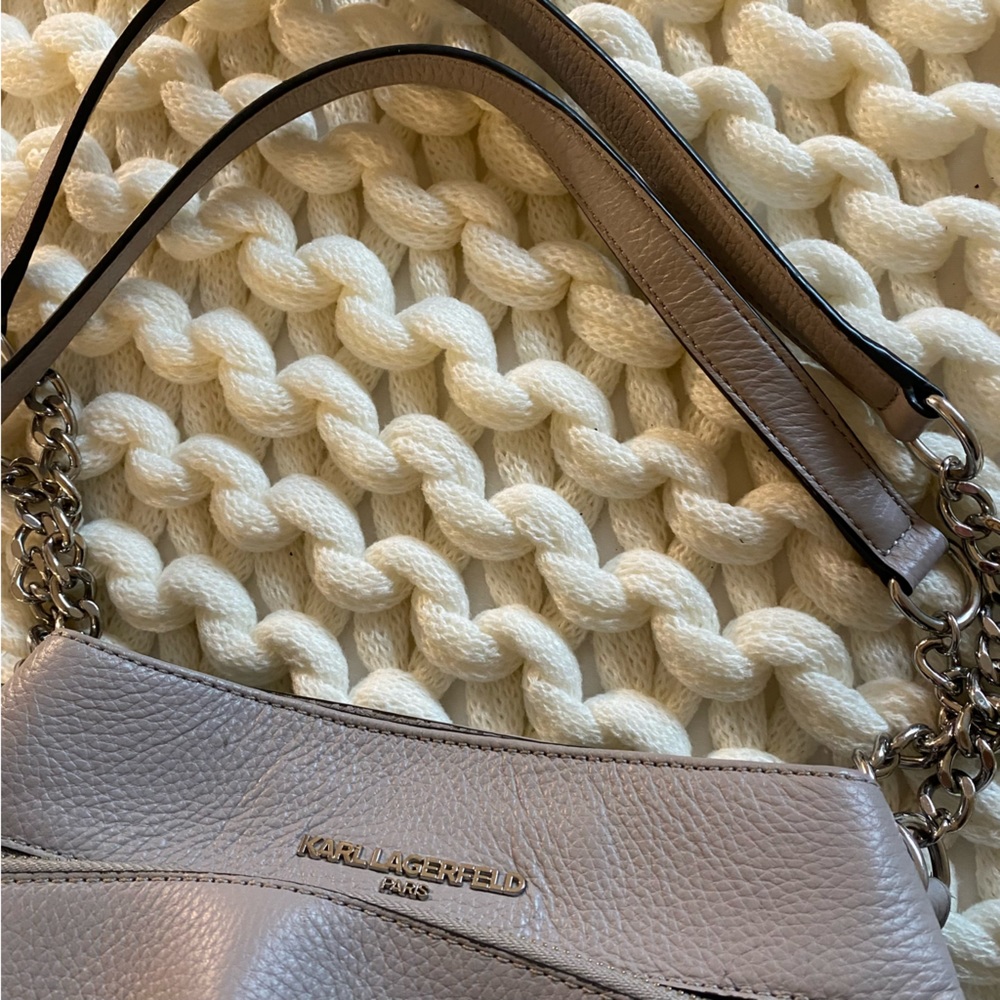 Karl Lagerfeld Paris Bouquet Triple Entry Leather Tote Bag in Storm Cloud - Picture 4 of 9